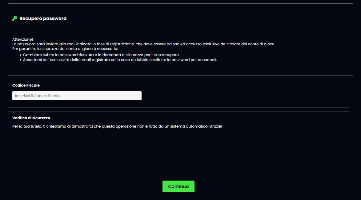 Modulo di recupero password su Queencasino online con campo email, invio del link di ripristino e passaggi per la creazione della nuova password