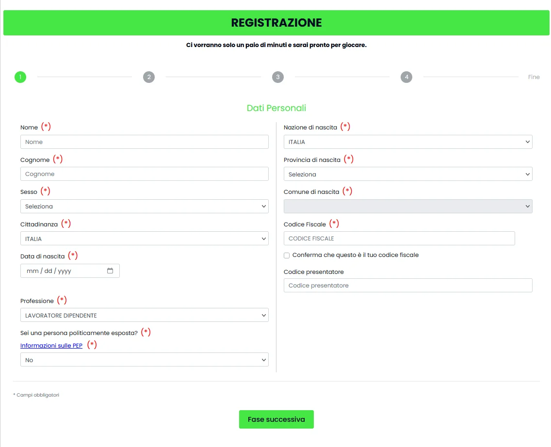 Flusso di registrazione su Queencasino online con passaggi di creazione account, caricamento documenti e attivazione bonus
